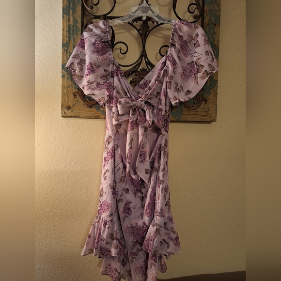 ONE AND ONLY- FLORAL PRINT RUFFLE  SLEEVED DRESS SIZE L. NWOT - Picture 5 of 8